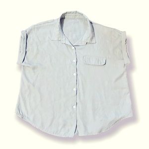 SHEIN Plus Size light green hemmed roll up sleeve blouse